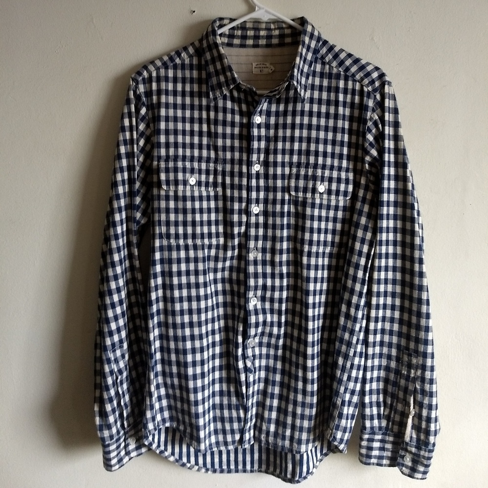 Bridge & Burn size M blue gingham check button up